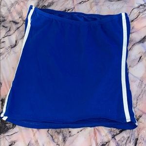 Blue and white tube top
